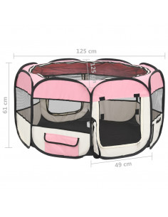 Box per Cani Pieghevole con Borsa Trasporto Rosa 125x125x61 cm