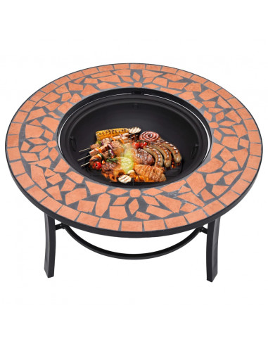 Braciere a Mosaico Terracotta 68 cm in Ceramica