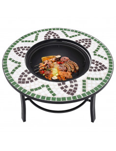Braciere a Mosaico Verde 68 cm in Ceramica
