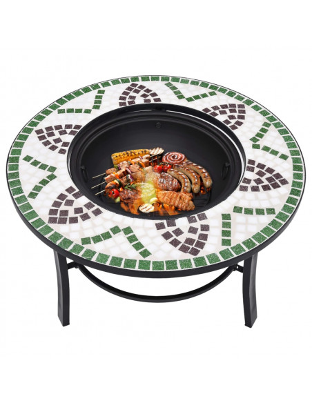 Braciere a Mosaico Verde 68 cm in Ceramica