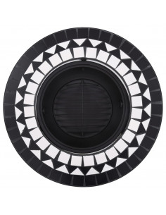 Braciere con Mosaico Nero e Bianco 68cm in Ceramica