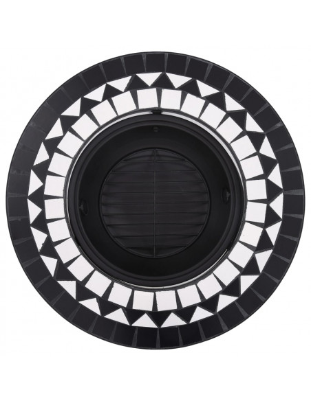 Braciere con Mosaico Nero e Bianco 68cm in Ceramica