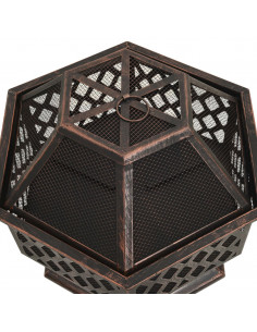 Braciere Rustico con Attizzatoio 62x54x56 cm XXL in Acciaio