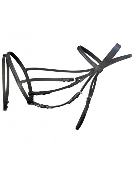 Briglie in pelle con redini e morso nero per pony