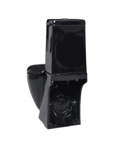 Vaso WC in Ceramica da Bagno Rotondo Base con Scarico Nero