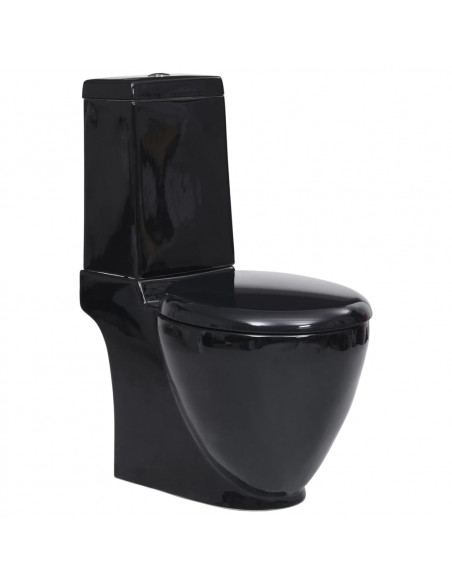 Vaso WC in Ceramica da Bagno Rotondo Base con Scarico Nero