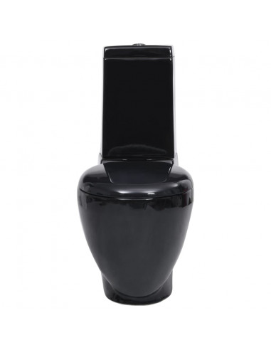 Vaso WC in Ceramica da Bagno Rotondo Base con Scarico Nero