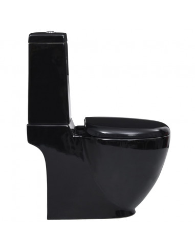 Vaso WC in Ceramica da Bagno Rotondo Base con Scarico Nero