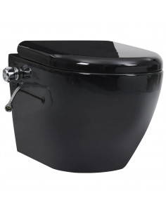 Toilette Senza Bordi Muro con Cassetta Scomparsa Ceramica Nera 2