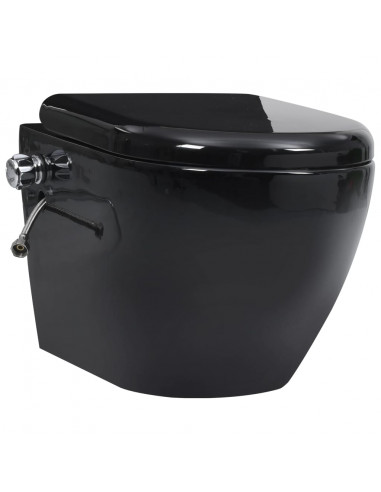 Toilette Senza Bordi Muro con Cassetta Scomparsa Ceramica Nera