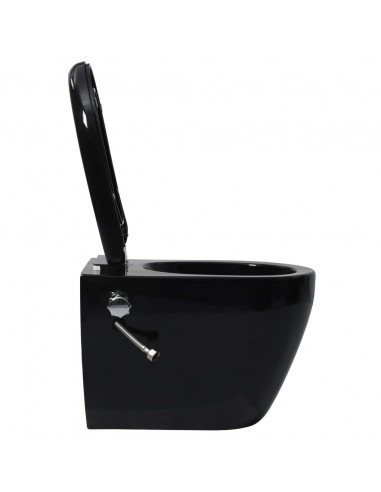Toilette Senza Bordi Muro con Cassetta Scomparsa Ceramica Nera