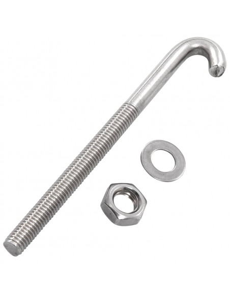 Bulloni di Ancoraggio a J/Dado e Rondella M8x120 mm 25 Set