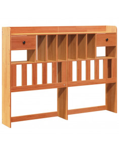 Testiera con Ripiani Marrone Cera 140 cm in Legno di Pino 2