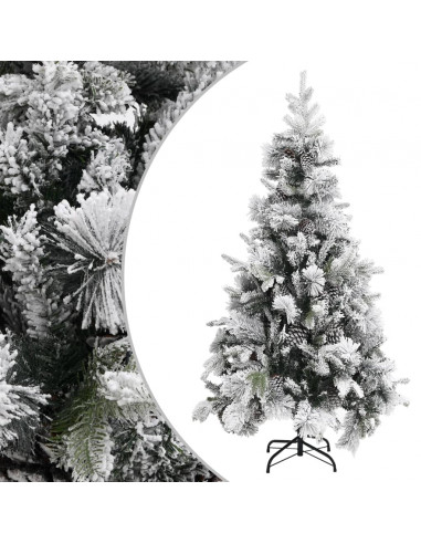 Albero di Natale con Neve Floccata e Pigne 225 cm PVC e PE