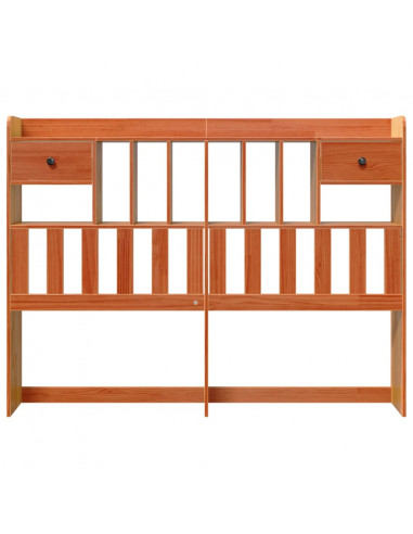 Testiera con Ripiani Marrone Cera 140 cm in Legno di Pino