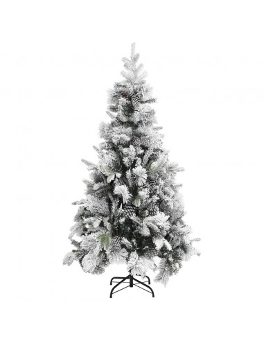 Albero di Natale con Neve Floccata e Pigne 225 cm PVC e PE