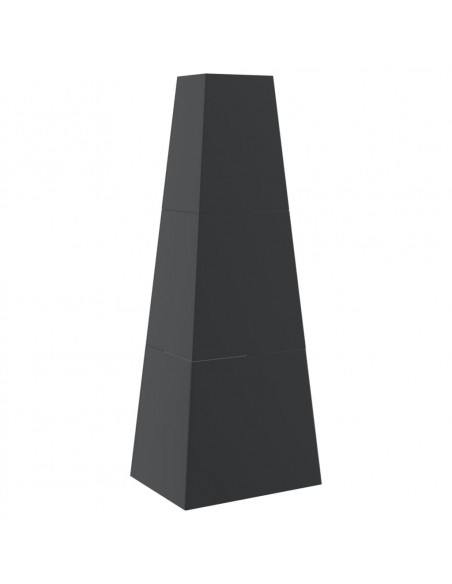 Caminetto da Esterno Design Torre Deposito Tronchi Nero Acciaio