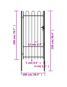 Cancello a Singola Anta con Archi in Acciaio 1x2 m Nero