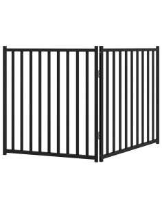 Cancello Cani Pieghevole 2 Pannelli Nero 160 cm Massello Abete
