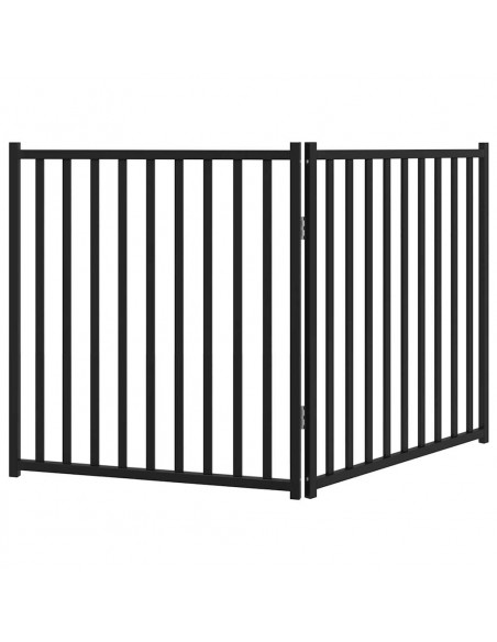 Cancello Cani Pieghevole 2 Pannelli Nero 160 cm Massello Abete