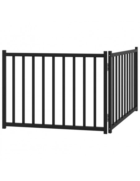 Cancello Cani Pieghevole 2 Pannelli Nero 160 cm Massello Abete