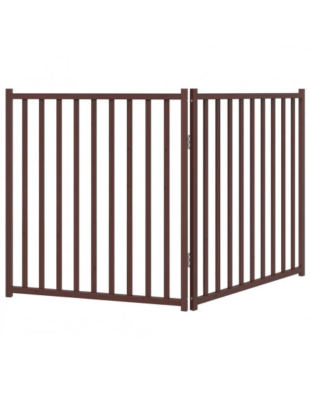 Cancello Cani Pieghevole 2Pannelli Marrone 160cm Massello Abete