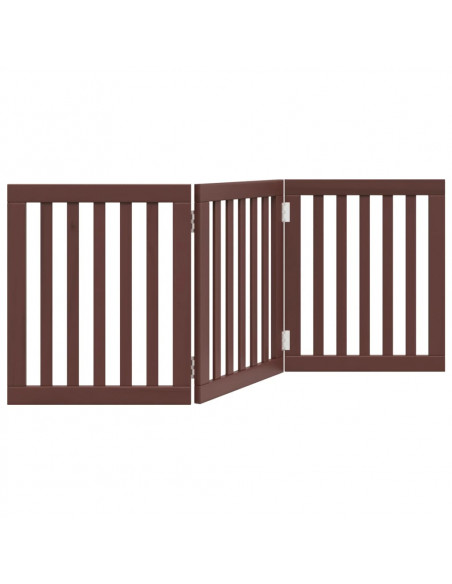 Cancello Cani Pieghevole 3 Pannelli Marrone 150cm Legno Pioppo