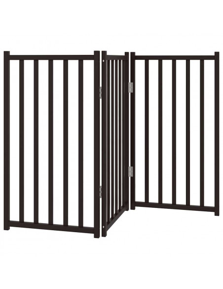Cancello Cani Pieghevole 3 Pannelli Nero 150 cm Massello Abete