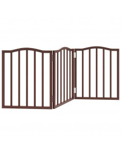Cancello Cani Pieghevole 3 Pannelli Rovere Marrone 150cm Pioppo