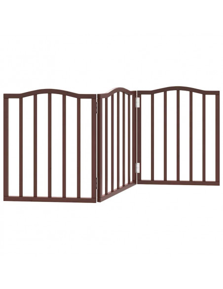 Cancello Cani Pieghevole 3 Pannelli Rovere Marrone 150cm Pioppo