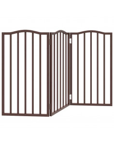 Cancello Cani Pieghevole 3 Pannelli Rovere Marrone 150cm Pioppo