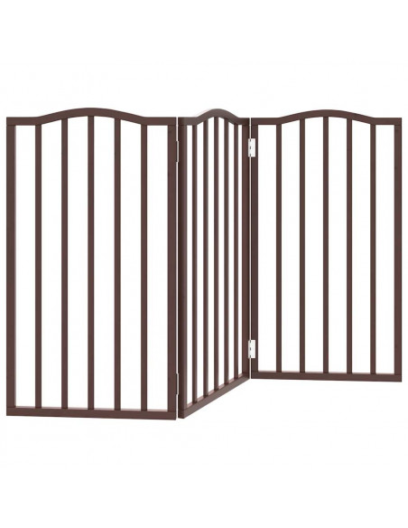 Cancello Cani Pieghevole 3 Pannelli Rovere Marrone 150cm Pioppo