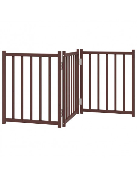 Cancello Cani Pieghevole 3Pannelli Marrone 150cm Massello Abete