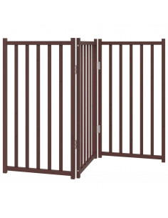 Cancello Cani Pieghevole 3Pannelli Marrone 150cm Massello Abete