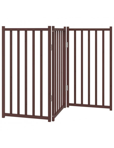 Cancello Cani Pieghevole 3Pannelli Marrone 150cm Massello Abete
