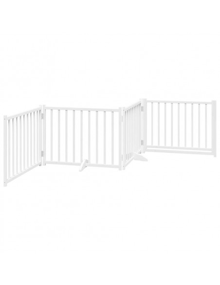 Cancello Cani Pieghevole Bianco 4 Pannelli 320cm Massello Abete