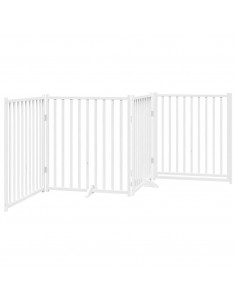 Cancello Cani Pieghevole Bianco 4 Pannelli 320cm Massello Abete