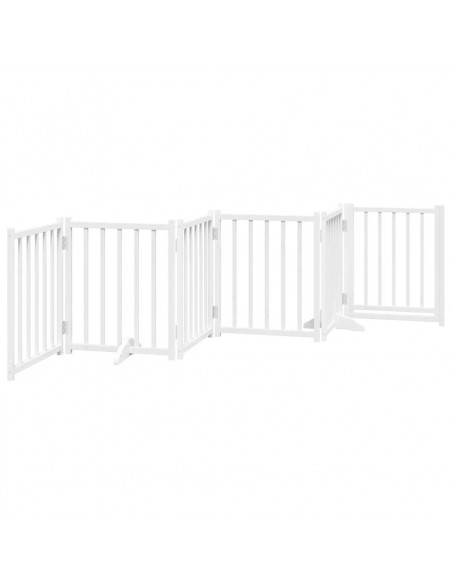 Cancello Cani Pieghevole Bianco 6 Pannelli 300cm Massello Abete