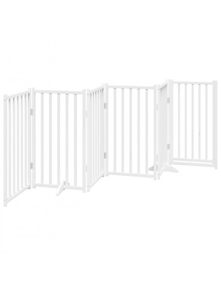 Cancello Cani Pieghevole Bianco 6 Pannelli 300cm Massello Abete