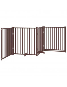 Cancello Cani Pieghevole Marrone 4Pannelli 320cm Massello Abete