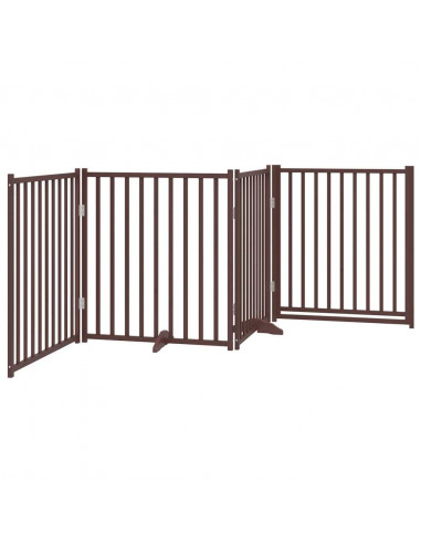 Cancello Cani Pieghevole Marrone 4Pannelli 320cm Massello Abete