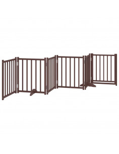 Cancello Cani Pieghevole Marrone 6Pannelli 300cm Massello Abete