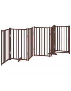 Cancello Cani Pieghevole Marrone 6Pannelli 300cm Massello Abete