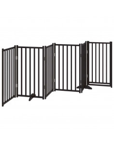 Cancello Cani Pieghevole Nero 6 Pannelli 300 cm Massello Abete