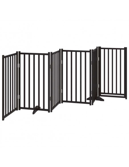 Cancello Cani Pieghevole Nero 6 Pannelli 300 cm Massello Abete