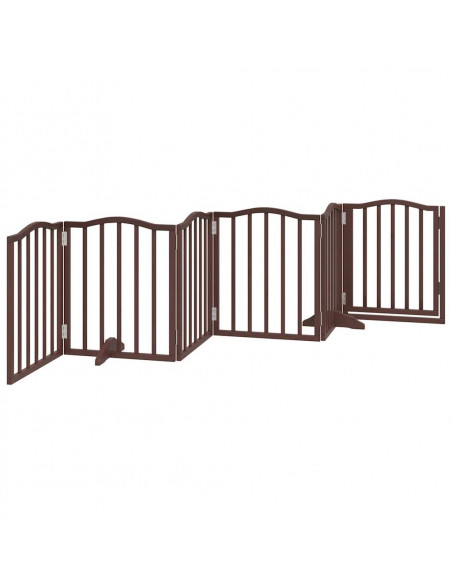 Cancello Cani Pieghevole Rovere Marrone 6 Pannelli 300cm Pioppo