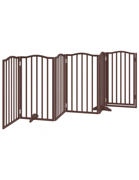 Cancello Cani Pieghevole Rovere Marrone 6 Pannelli 300cm Pioppo