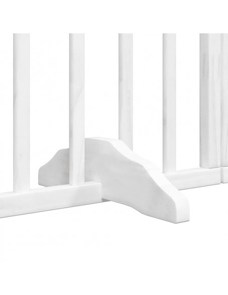 Cancello Cani Porta Pieghevole Bianco 12 Pannelli 640 cm Pioppo