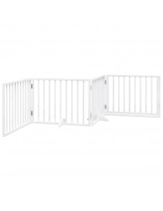 Cancello Cani Porta Pieghevole Bianco 4 Pannelli 320 cm Pioppo