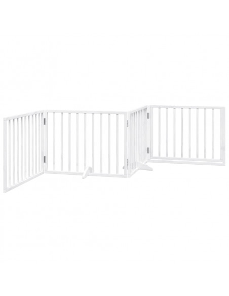 Cancello Cani Porta Pieghevole Bianco 4 Pannelli 320 cm Pioppo